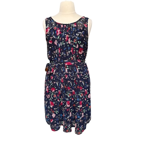 Gap Women's Navy Blue Sleeveless Floral Print Midi Flowy Sundress Size: L‎ - Picture 1 of 12